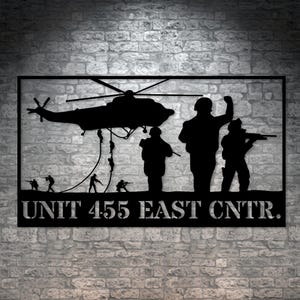 Personalized Army Helicopter Team Name Metal Sign. Custom US Military Portrait Gift. Pilot Aviation. To My US Veteran. Military Helicopter