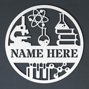 Personalized Science Teacher Name Metal Sign. Custom Laboratory Wall ...