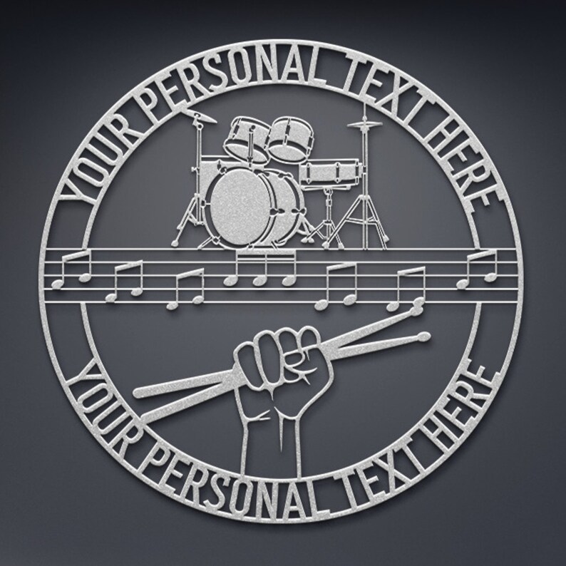 Drummer Sign Personalized Drum Sticks Name Metal Sign. Custom Drum Set Wall Decor ...