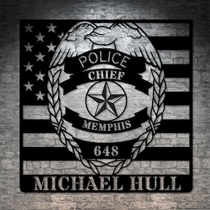 Personalized Police Badge Name Metal Sign Gift. Customizable Police Force Wall Decor. Police Officer Gift. Police Lieutenant Badge. Cop Gift