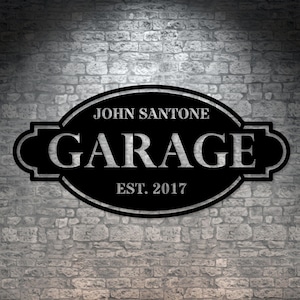 Personalisierte Garage Name Metall Schild Geschenk. Car Park Schild. Custom Car Shop Stahlschild Geschenk. Mechaniker Shop Wandbehang. Geschenk für Handwerker.