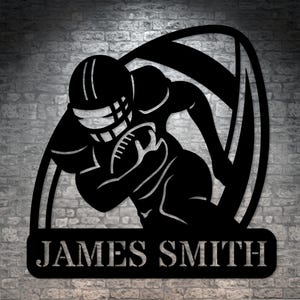Personalized American Football Metal Sign Gift. Custom Kids Room Sports Decor. Football Player Name Decoration. Personal Birthday Name Gift