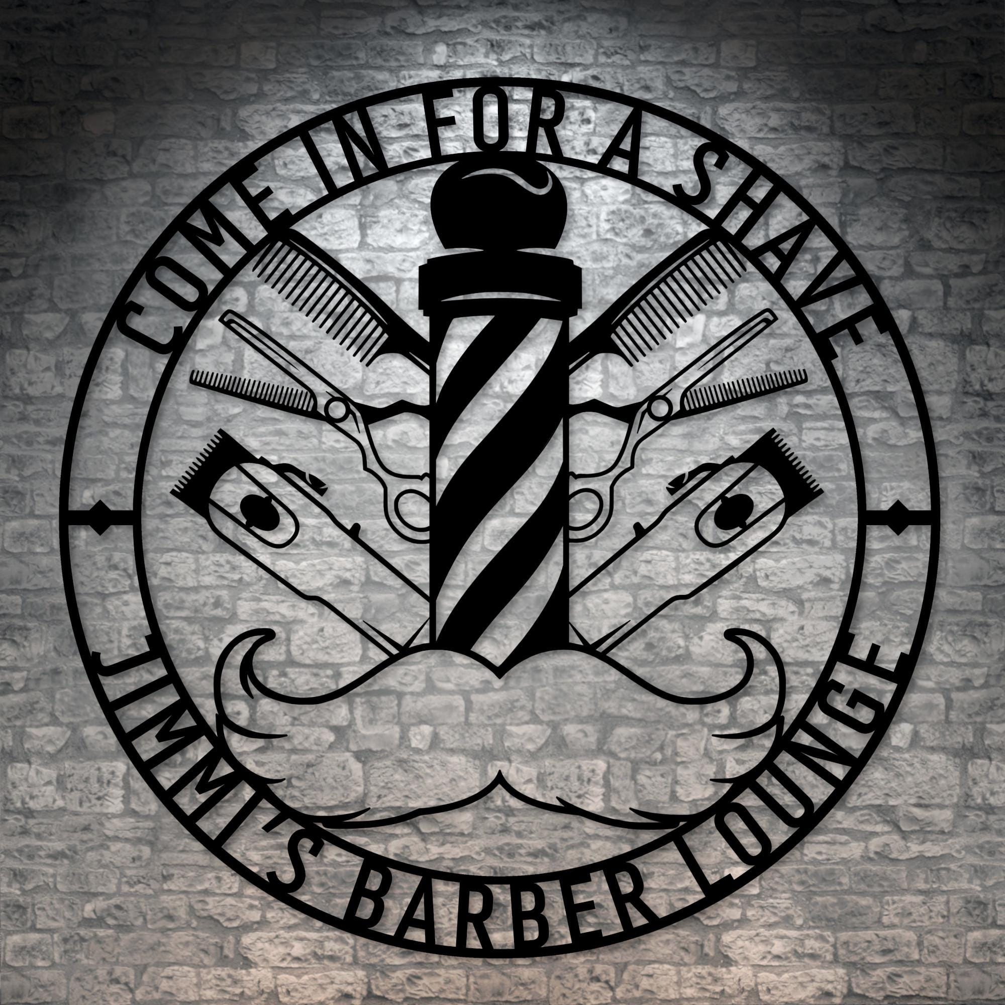 Personalized Barber Tools Metal Sign. Custom Barber Wall Decor