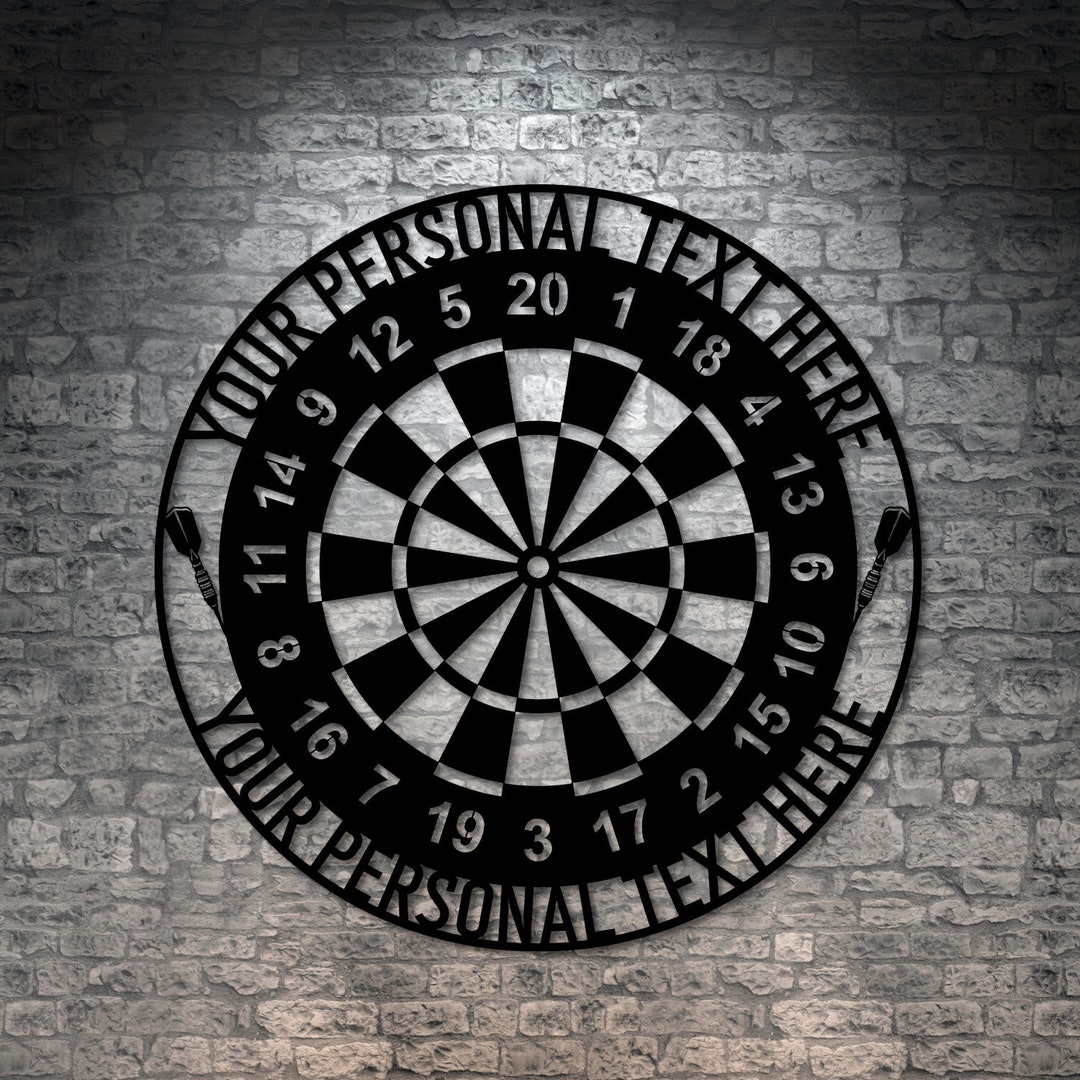 Personalized Dart Board Name Metal Sign. Darts Lover Home Decor. Custom Darts Player Gift