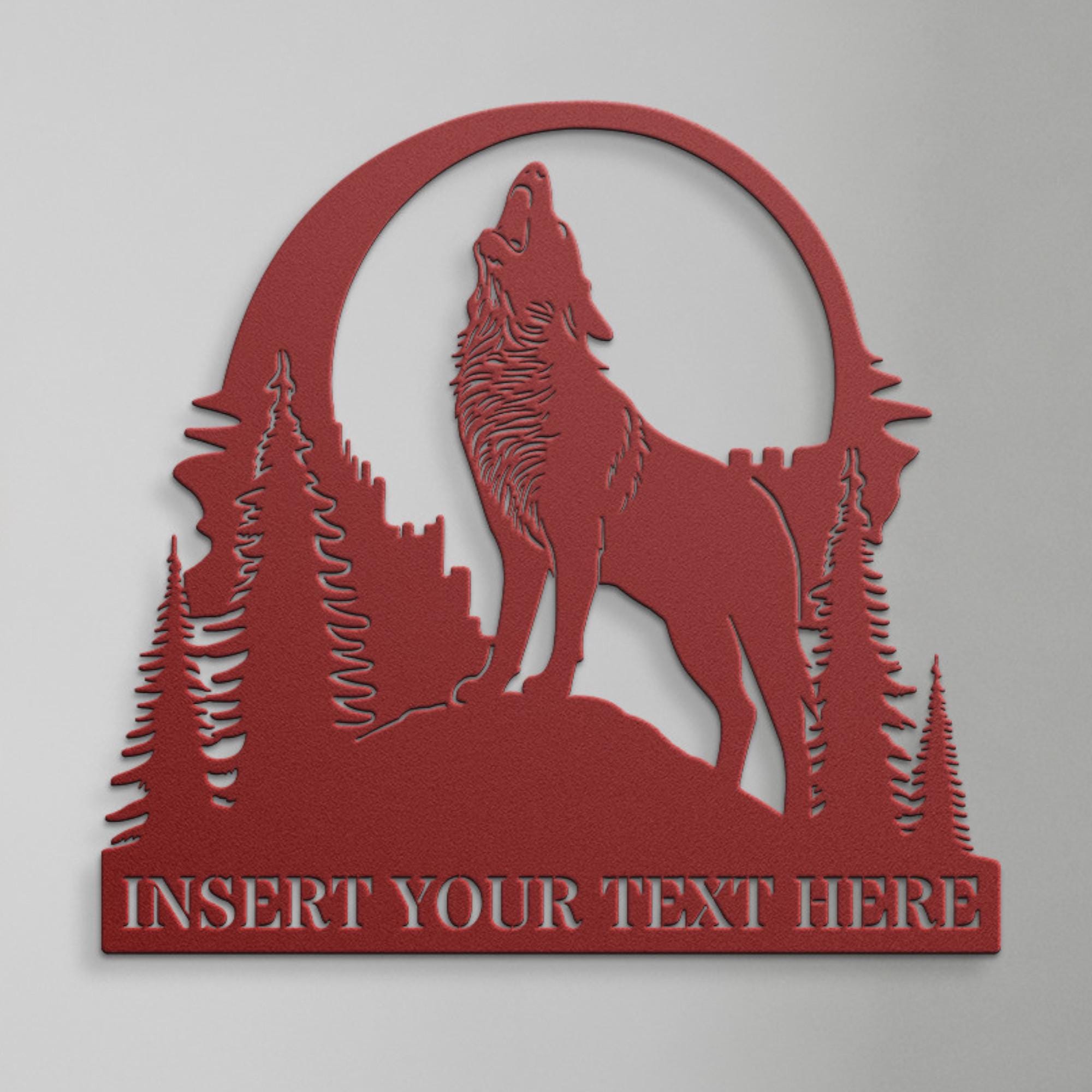 Wolves Display Lettering Personalized Wolf Display Metal Sign. Custom Howling Wolf Portrait Wall ...