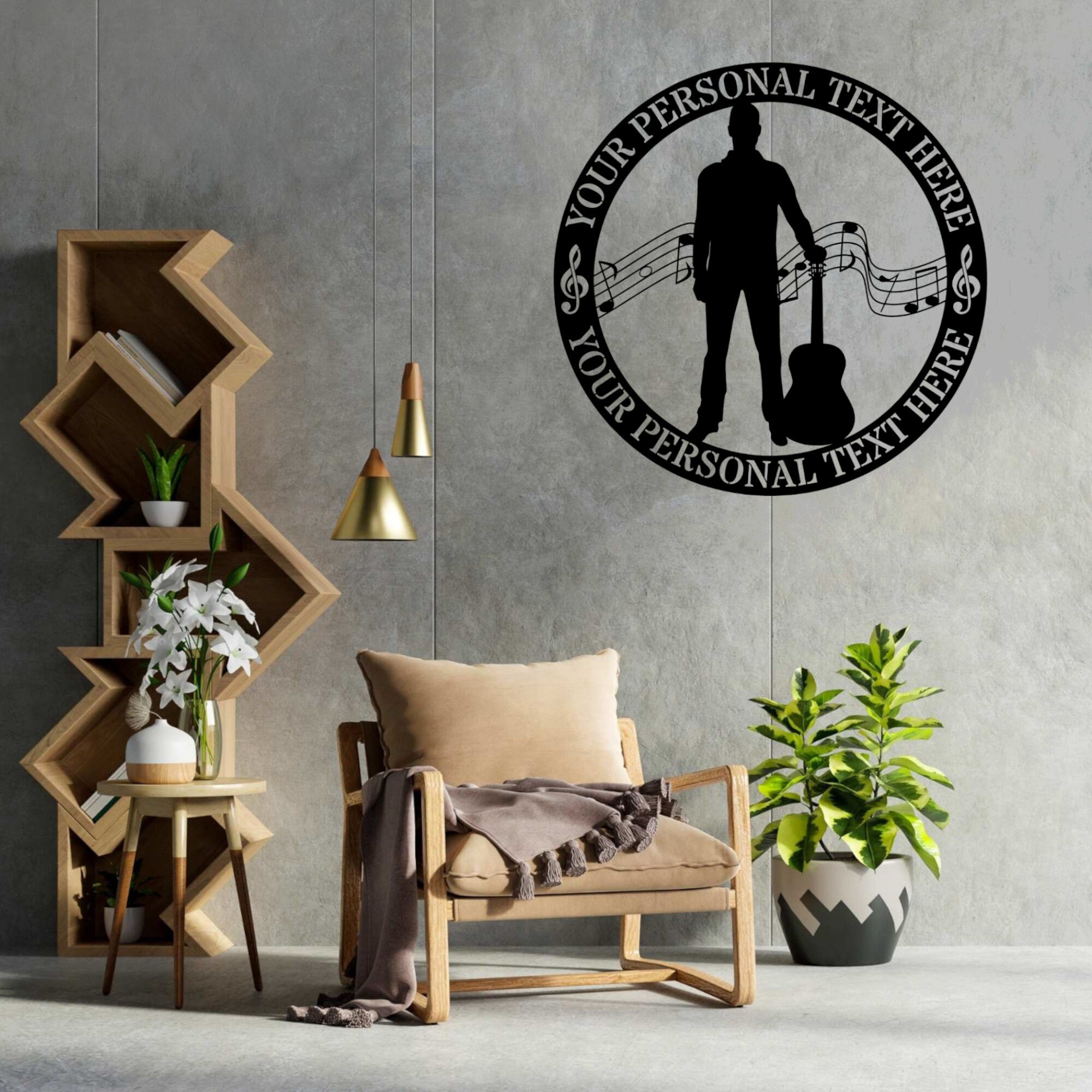 Selbstklebendes Türschild „E-GITARRE“ – Personalisierbar Mit Namen, HDF-Material, 20x6 Cm, Für Musiker & Fans