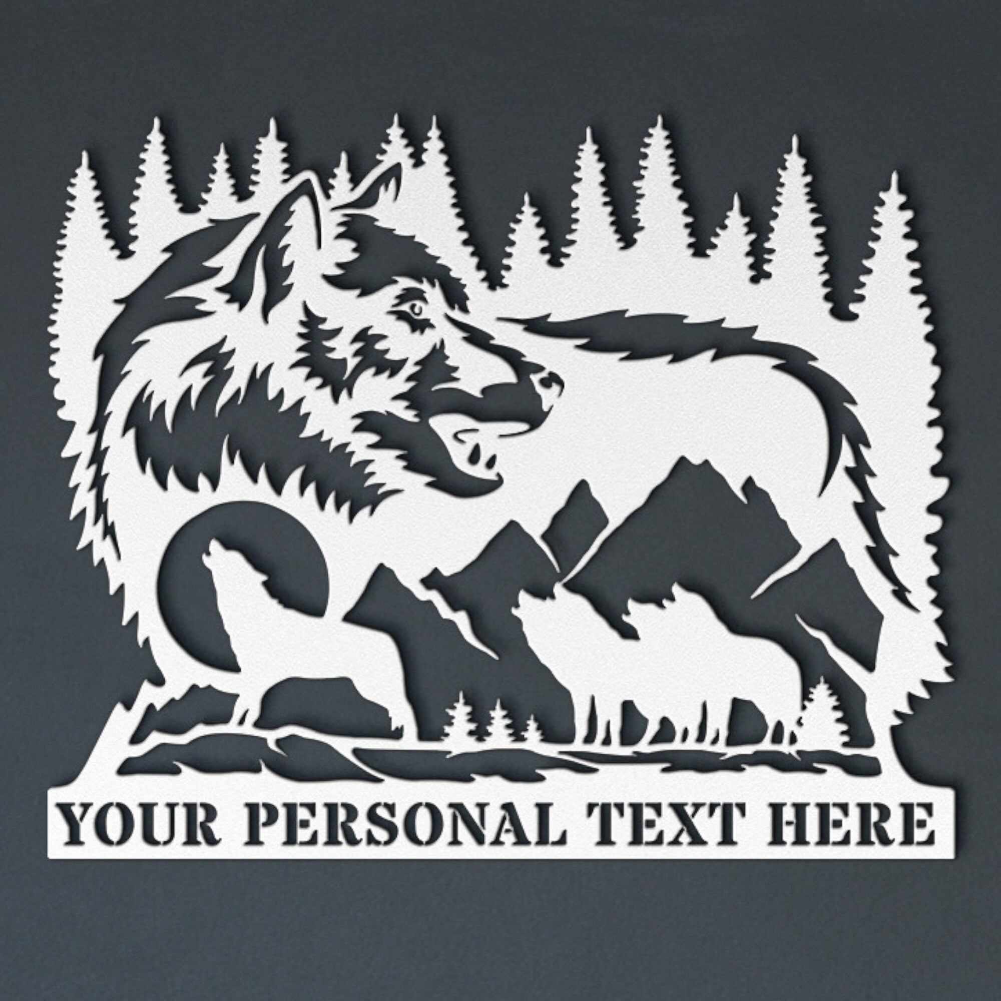 Personalized Howling Wolf Name Metal Sign Gift. Custom Wolf Family Wall ...