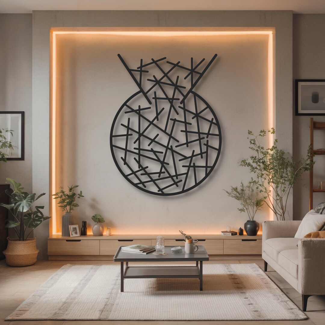 Geometric Metal Wall Decor Gift, Abstract Minimalist Line Art Wall ...