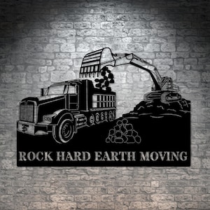 Personalized Excavator Loading Truck Metal Sign Gift. Custom Excavator Operator Wall Hanging. Truck Driver Wall Decor. Machine Operator Gift