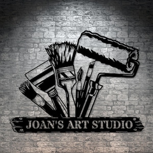 Personalized Painter Tools Metal Sign Gift, Custom Painter Name Sign, Painter Wall Art Monogram, Gift For Painter, Gift For Artist Studio