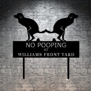 Personalized No Dog Pooping Garden Metal Sign, Funny dog poop sign for front yard, Custom dog garden decor, Custom house address metal sign