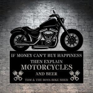 Personalized Motorcycle Name Metal Sign. Custom Biker Wall Decor Gift. Personal Vintage Motorbike Sign. Motorcyclist. Garage Wall Hanging