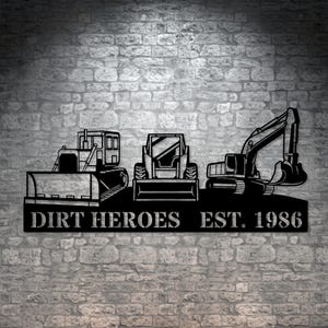 Personalized Construction Machinery Metal Sign. Custom Heavy Equipment Wall Decor Gift. Machine Operator Wall Hanging. Garage Sign Present