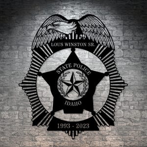 Personalized Eagle Police Badge Metal Sign. Custom Cop Badge Wall Decor Gift. Officer. Lieutenant. Investigator. Police Force Art. Lawmen