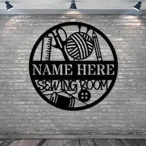 Personalized Sewing Room Metal Monogram Sign - Gift Idea For Sewing Lovers main image 1