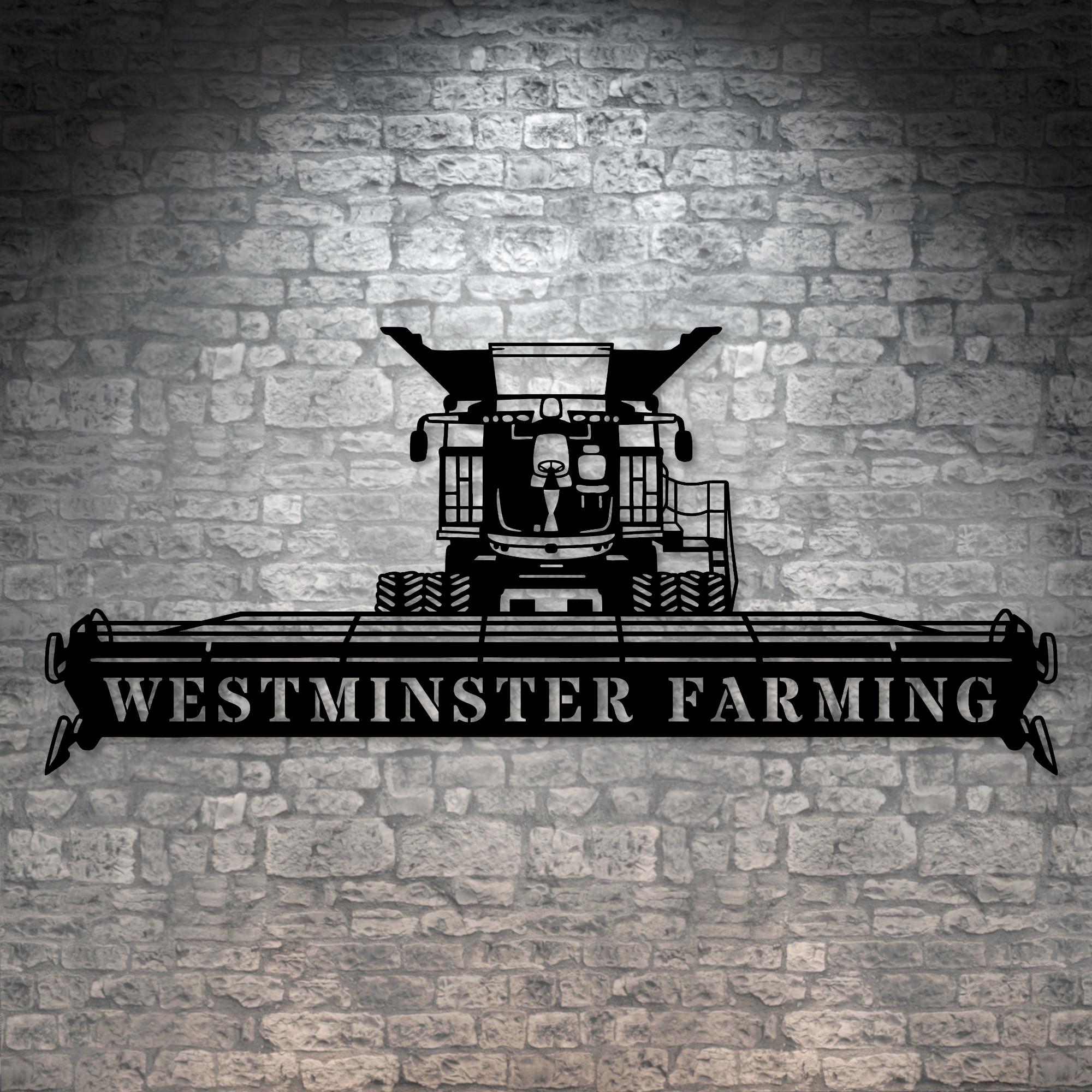 Personalized Combine Harvester Metal Sign. Custom Farmer Wall Decor Gift. Heavy Machinery Operator.  Agricultural Wall Art. Farm Lover Gift