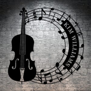 Personalized Cello and Notes Name Metal Sign. Custom Cellist Wall Decor ...