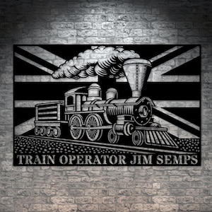 Personalized UK Steam Train Metal. Custom English Train Lover Wall Decor. English Locomotive Name Steel Sign. UK Steamtrain Operator Gift