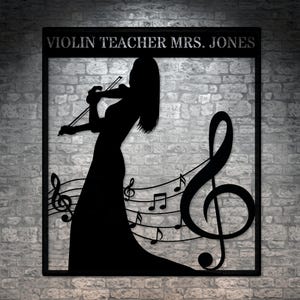 Personalized Female Violin Player Metal Sign. Custom Violinist Name Wall Decor. Music Room Decoration. Musician Wall Hanging. Violin Lover