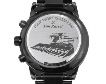 Reloj de pulsera de metal personalizado grabado con láser para