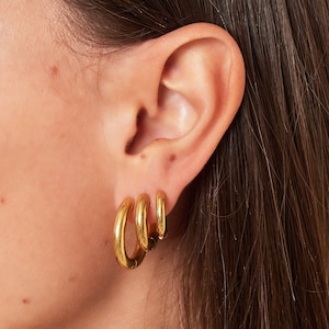Hoop earrings silver 25mm, large gold hoops, silver hoops earrings, hoop earrings, gift for best friend, Valentine&#39;s Day gift