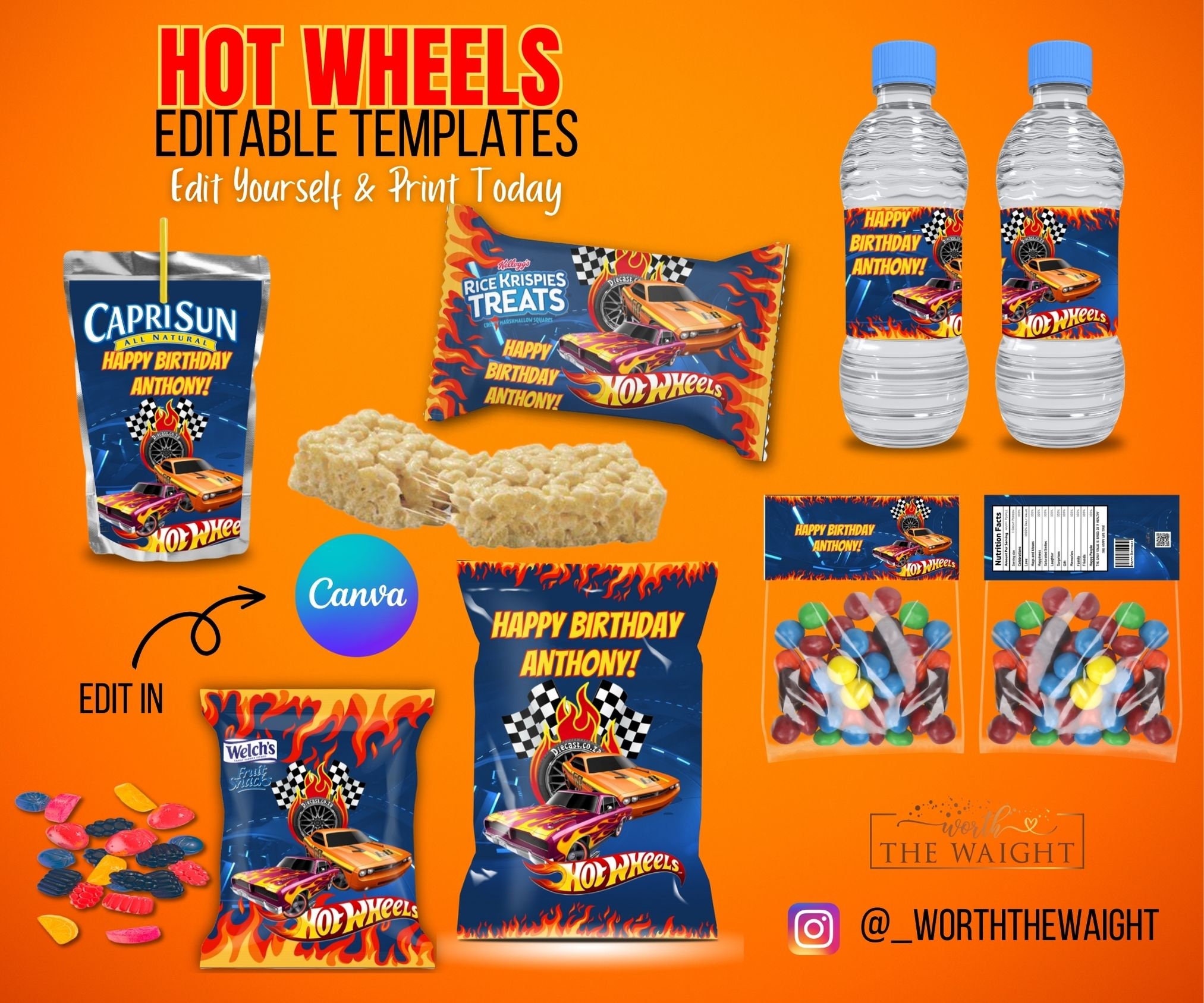 Hot Wheels Custom Water Bottle Label, Digital file only – Digital Moments  Rio