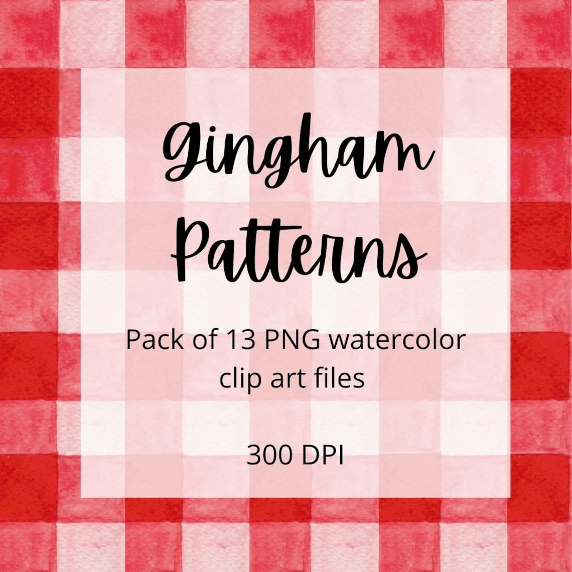 Watercolor Gingham Background Clip Art PNG Files, Watercolor Elements