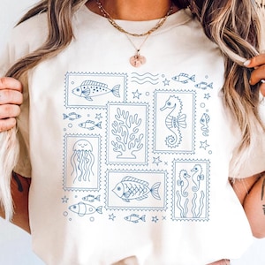 Comfort Colors Coquette Seashell Shirt, Coastal Summer Tee, Beachy Shell Swim Crewneck, Trendy Shellfish Best Friend Gift, Ocean Bow Tshirt