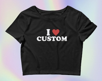 J'aime les t-shirts personnalisés pour bébés/I coeur personnalisé/chemise avec texte personnalisé/Top court personnalisé/chemise personnalisée/T-shirt bébé de l'an 2000/Fille du centre-ville