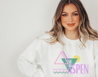 Aspen Ski Crewneck Sweatshirt, Vintage Style Apres Ski