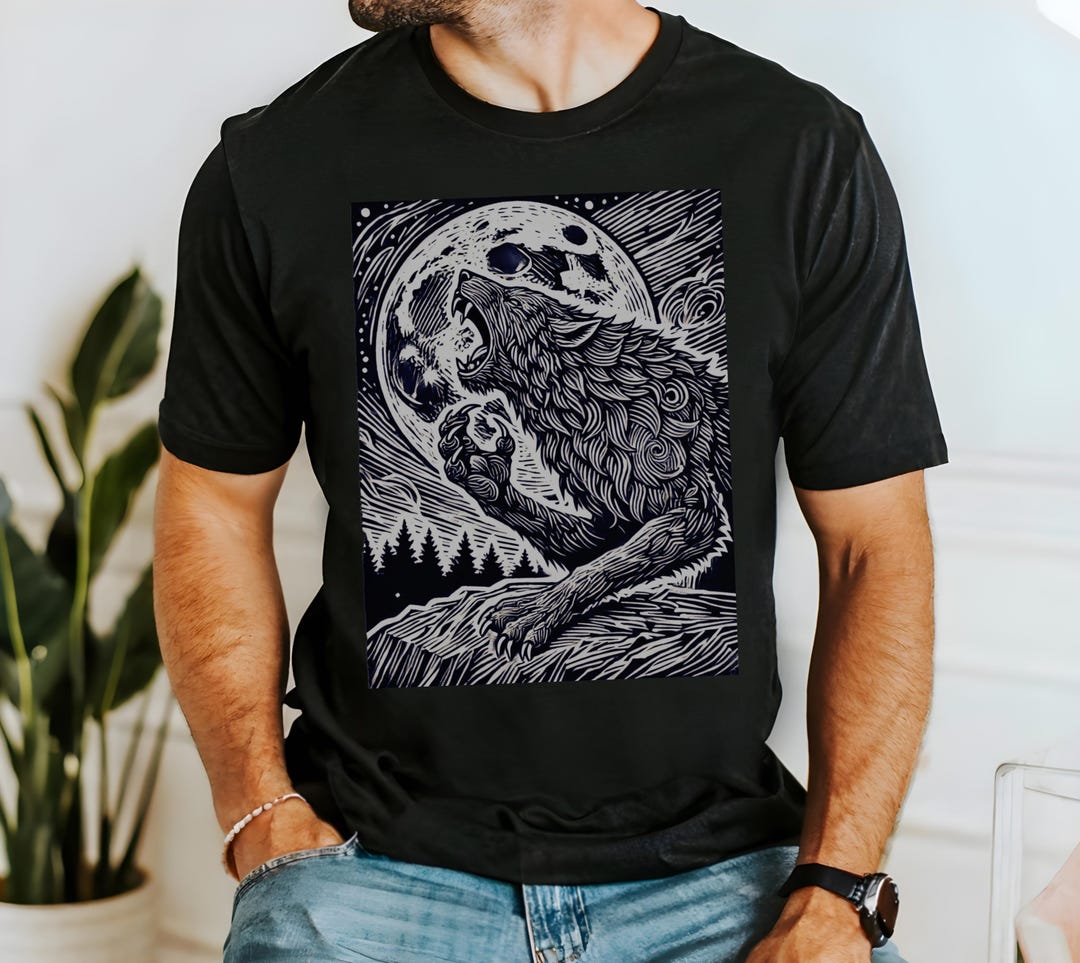 Vintage Wolf 90s Graphic Shirt,retro Werewolf Shirt,alpha Wolf T-shirt ...