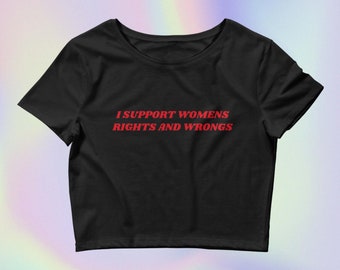 Top corto "Apoyo los derechos de las mujeres", camiseta ajustada estilo Y2K
