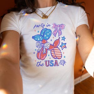 4th Of July Party Shirt Baby Tee America Fourth of July Shirt USA Flag Shirt Dog Shirt Patriotic Shirt Memorial Day Shirt USA Women&#39;s Tee