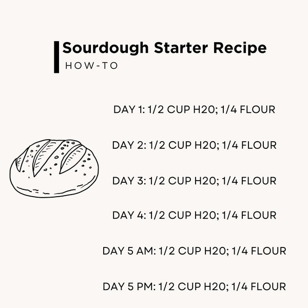 Sourdough Care Card | Sourdough Starter Recipe | Sourdough Starter Schedule | Bread Recipe | Instant Download | Bread Care Instructions