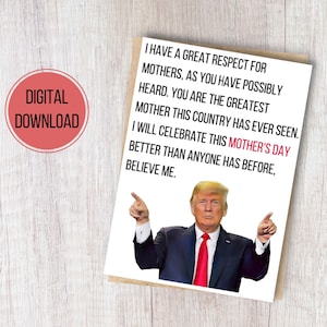 Tarjeta del Día de la Madre de Trump // Tarjeta de felicitación navideña imprimible // Tarjeta del Día de la Madre imprimible // Tarjeta del Día de la Madre de Humor Político // Digital