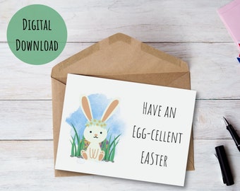 Tarjeta de Pascua imprimible// Descarga digital navideña//Tener una Pascua excelente con huevos//Descarga instantánea de tarjeta de Pascua
