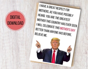 Tarjeta del Día de la Madre de Trump // Tarjeta de felicitación navideña imprimible // Tarjeta del Día de la Madre imprimible // Tarjeta del Día de la Madre de Humor Político // Digital