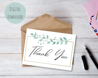 Descarga instantánea Tarjeta de agradecimiento imprimible//Tarjetas de felicitación de descarga digital//Tarjetas de felicitación imprimibles