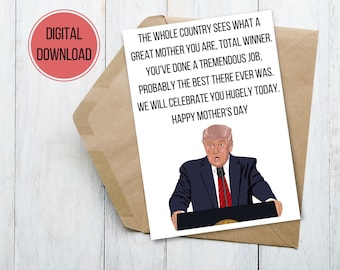 Tarjeta del Día de la Madre del Humor Político de Trump // Tarjeta de felicitación de descarga digital // Tarjeta del Día de las Madres imprimible // Tarjetas de felicitación de humor // Humor