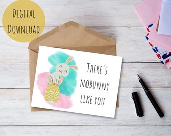 Descarga digital Tarjeta de Pascua, Tarjeta de felicitación imprimible, Conejito de Pascua, Juego de palabras