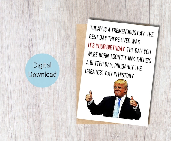 Digital Download Trump Card Printable Birthday Card | Etsy