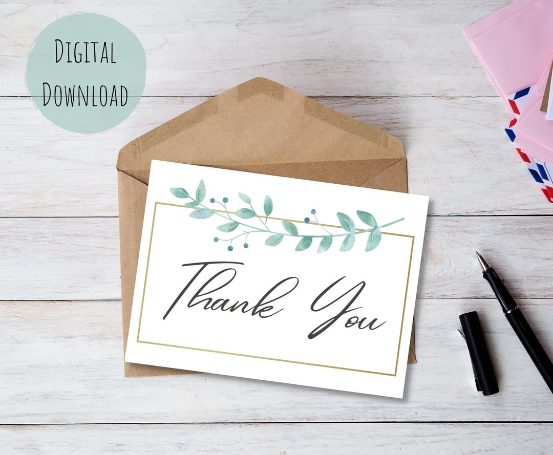 Instant Download Printable Thank You Card//digital Download Greeting ...