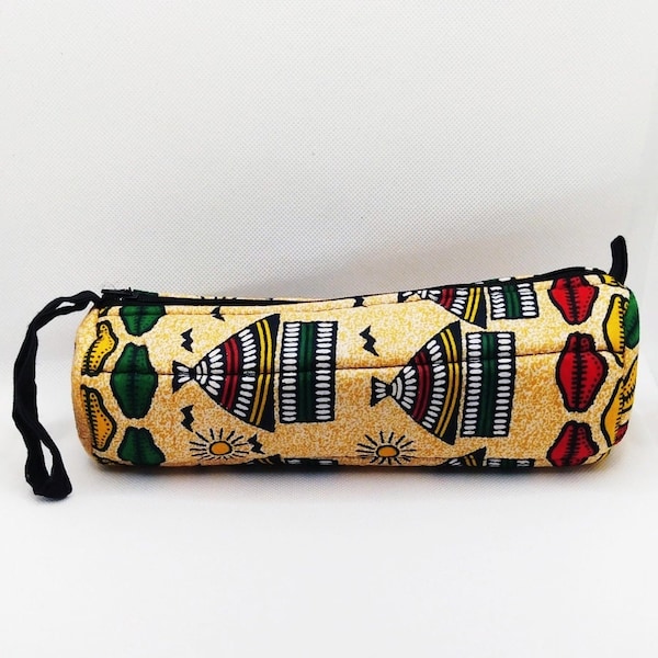 Astuccio per la scuola e ufficio/porta trucco in tessuto africano fatto a mano- Original pensil case - Misura 20 x 7 cm