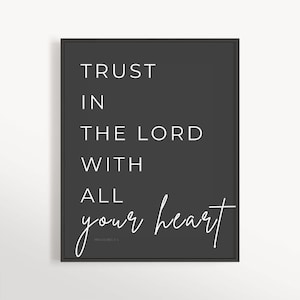 Proverbios 3:5, Confía en el Señor con todo tu corazón, Arte Cristiano Moderno, Escrituras sobre la Confianza, Signo del Versículo de la Biblia