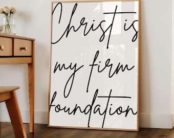 CIMIENTOS FIRMES. Impresión digital. Cita musical cristiana de adoración. Láminas de arte mural. Decoración de pared para sala. Arte mural imprimible.