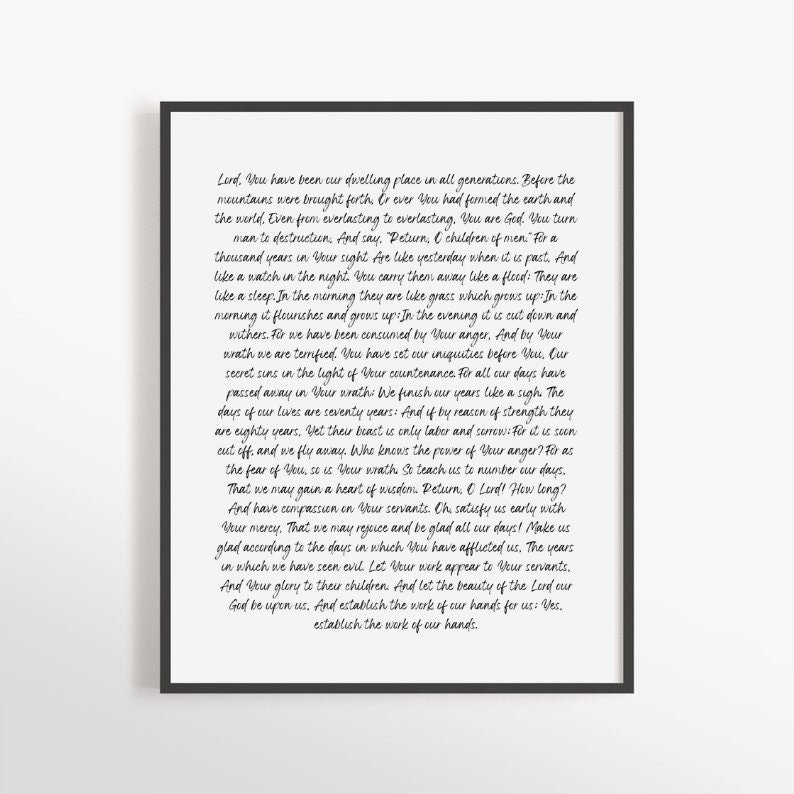 Psalm 90 Handwritten Sign, Psalm Wall Art, Modern Christian Art ...