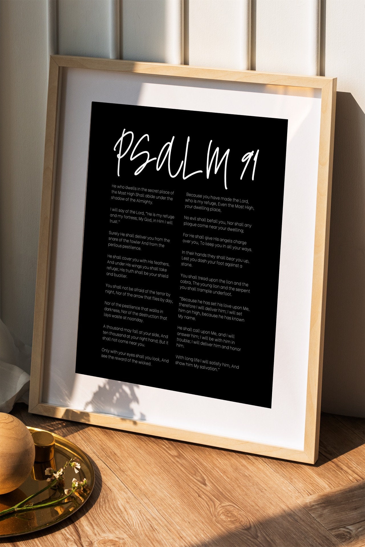 Psalm 91 Christian Poster Bible Verse Wall Art, Scripture Artwork, He ...