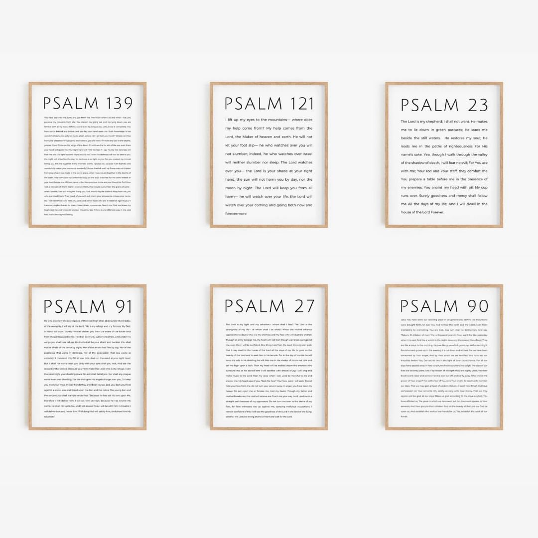 Psalm Bundle, Printable Set of 6, Modern Christian Art, Biblical Wall ...