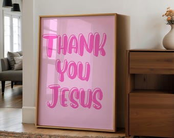 Gracias Jesús IMPRESIÓN DIGITAL - Arte mural cristiano moderno - Decoración mural cristiana minimalista - Impresión mural minimalista