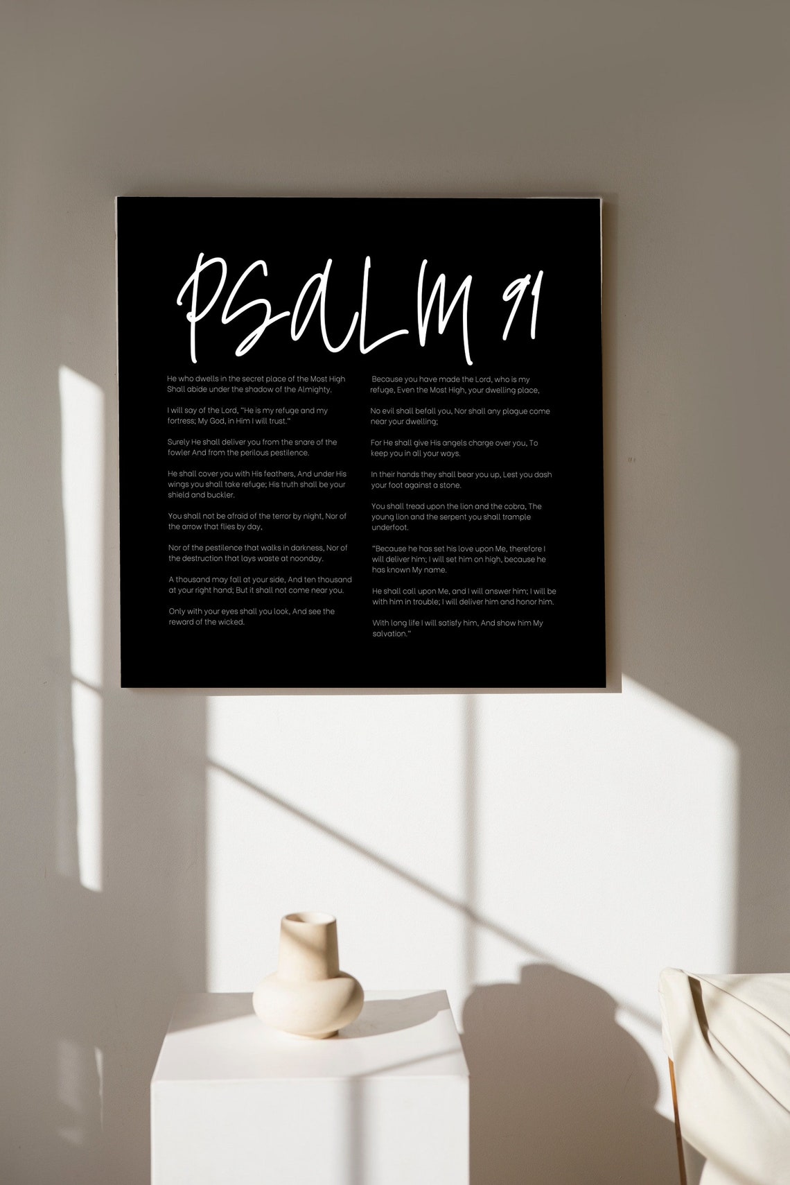 Psalm 91 Christian Poster Bible Verse Wall Art, Scripture Artwork, He ...